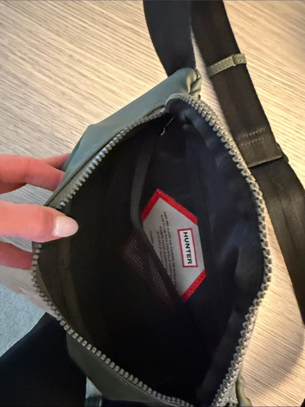 Hunter Olive Green Crossbody Belt Bag with Black Strap